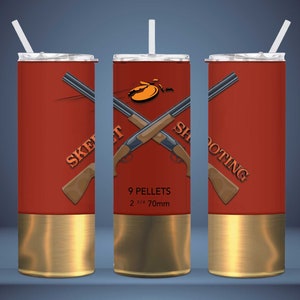 Skeet Shooting Shotgun Shell Red - 20oz. Straight Tumbler Digital PNG File Instant Download 300dpi Sublimation Design