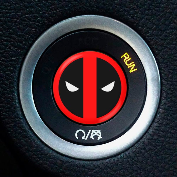 Custom Start Button Overlay: Deadpool Inspired Fits Dodge Charger Challenger R/T Scat Pack Hemi