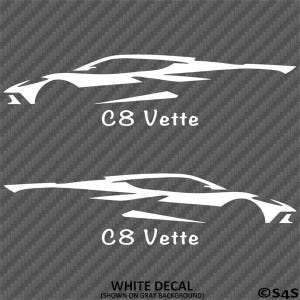 C8 Chevy Corvette Inspired Racing Chevrolet Vinyl Decal Sticker PAIR - Choose Color/Size