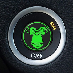 Custom Start Button Overlay: &quot;Angry Ape&quot; V2 Fits Dodge Charger Challenger R/T Scat Pack Hemi - Choose Color