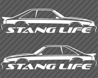 Naklejka winylowa Stang Life Mustang Inspired Fox Body Racing Muscle Car PARA - Wybierz kolor/rozmiar