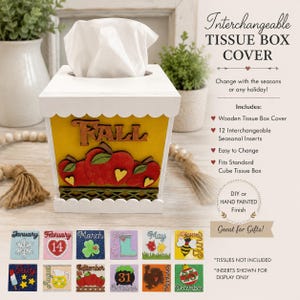 Interchangeable Seasonal Wooden Tissue Box Cover