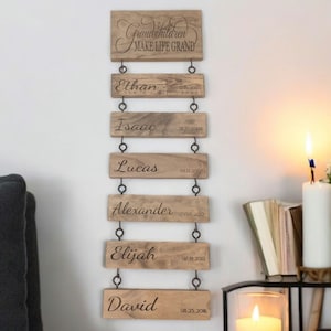 Personalized Grandchildren Engraved Wood Sign: Grandparent Gift