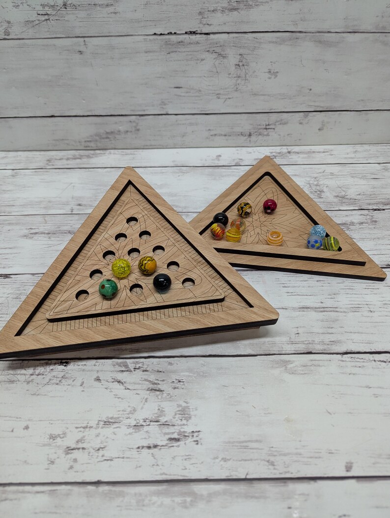 Wooden Triangle Marble Game, Gift - Etsy