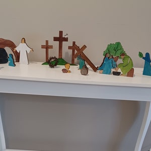 Handmade Holy Week Easter Scene: Painted Wood Resurrection Set