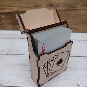 Engraved Maple Playing Card Storage Box: Game Night Gift