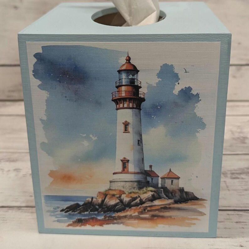 Lighthouse Boxes Lighthouse Tissue Box Cover: Coastal Wood Decor - Etsy