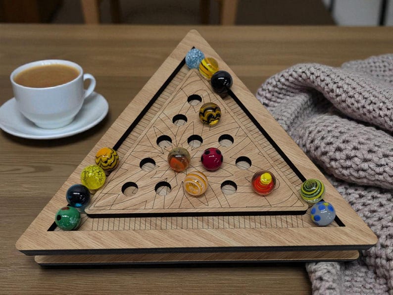 Wooden Triangle Marble Game, Gift - Etsy