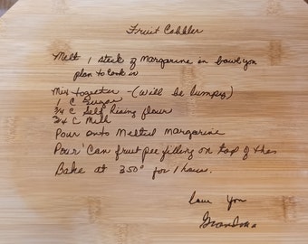 Recipe Engraved Cutting Board, Handwritten Family  Recipe cutting board, Personalized Engraved Cutting Board, Custom Gift, Kitchen Décor