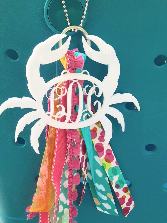 Personalized Crab Bag Charm Bag Tag Bogg Charm Personalized Etsy