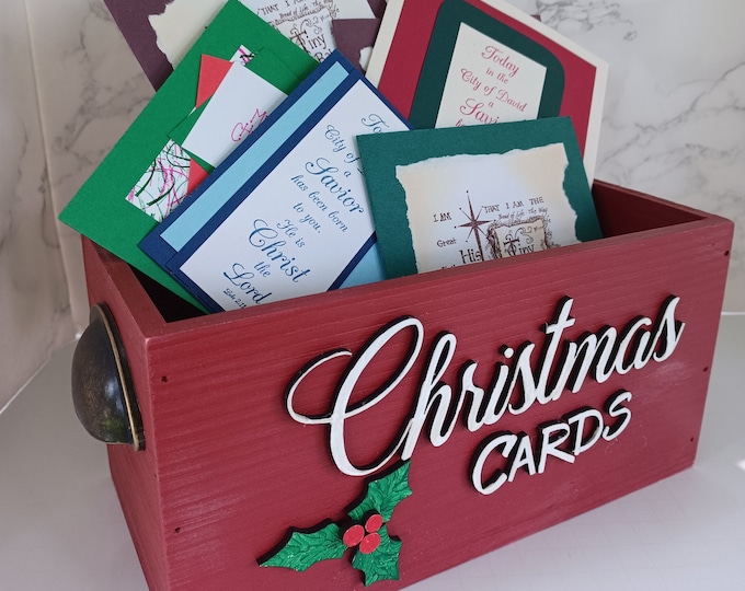 Christmas Card Box, Christmas Card Holder, Merry Mail, Holiday Décor