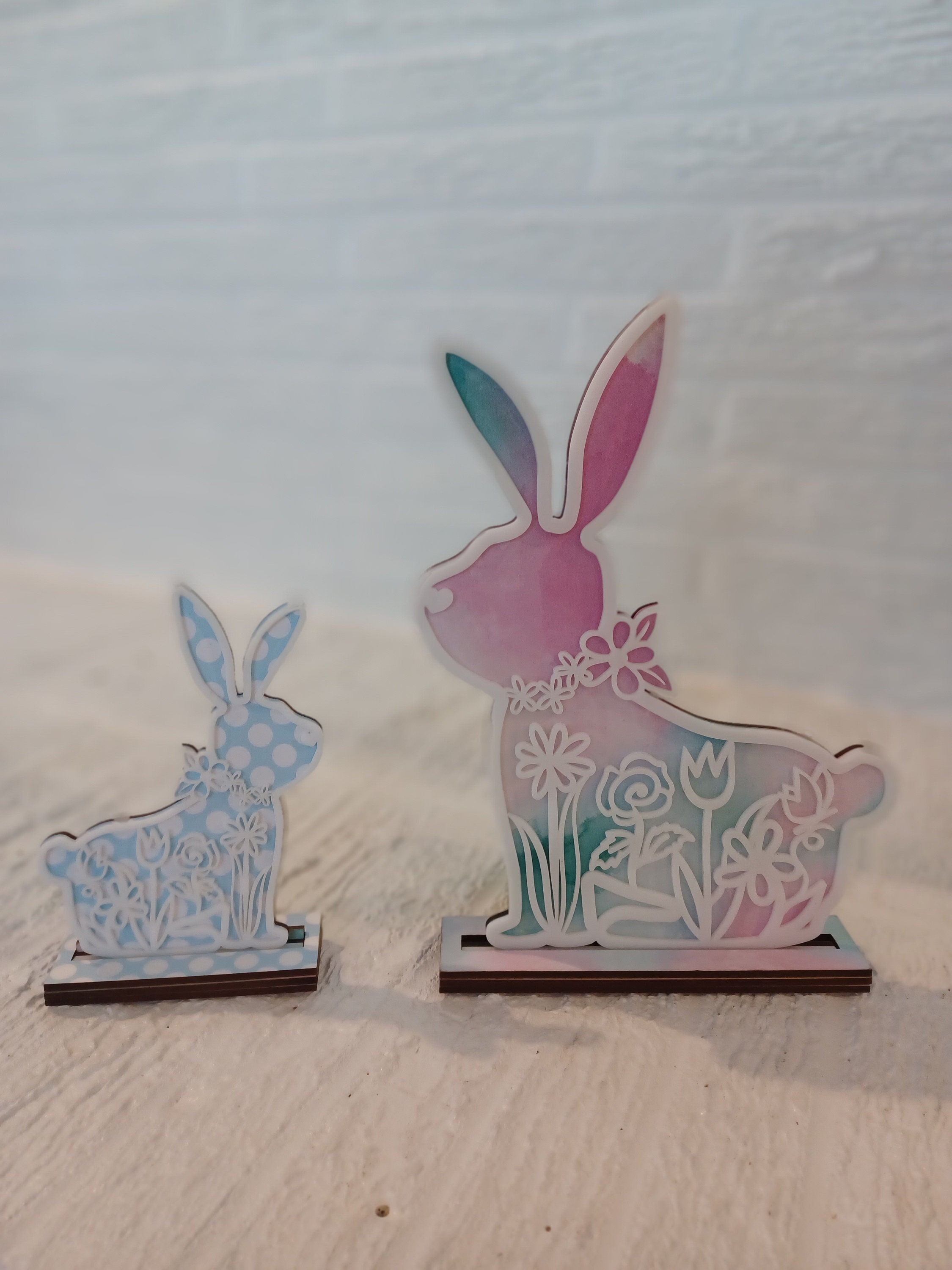 Bunny Rabbits Shelf Sitters With Stands Easter Decor Spring - Etsy