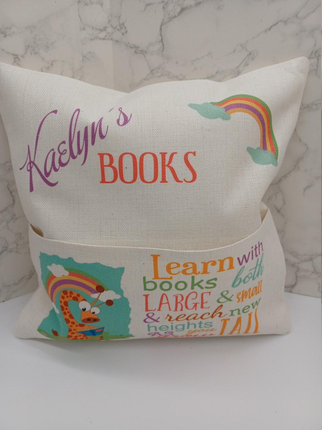 Giraffe Reading Pillow Personalized Book Pillow Child's Etsy