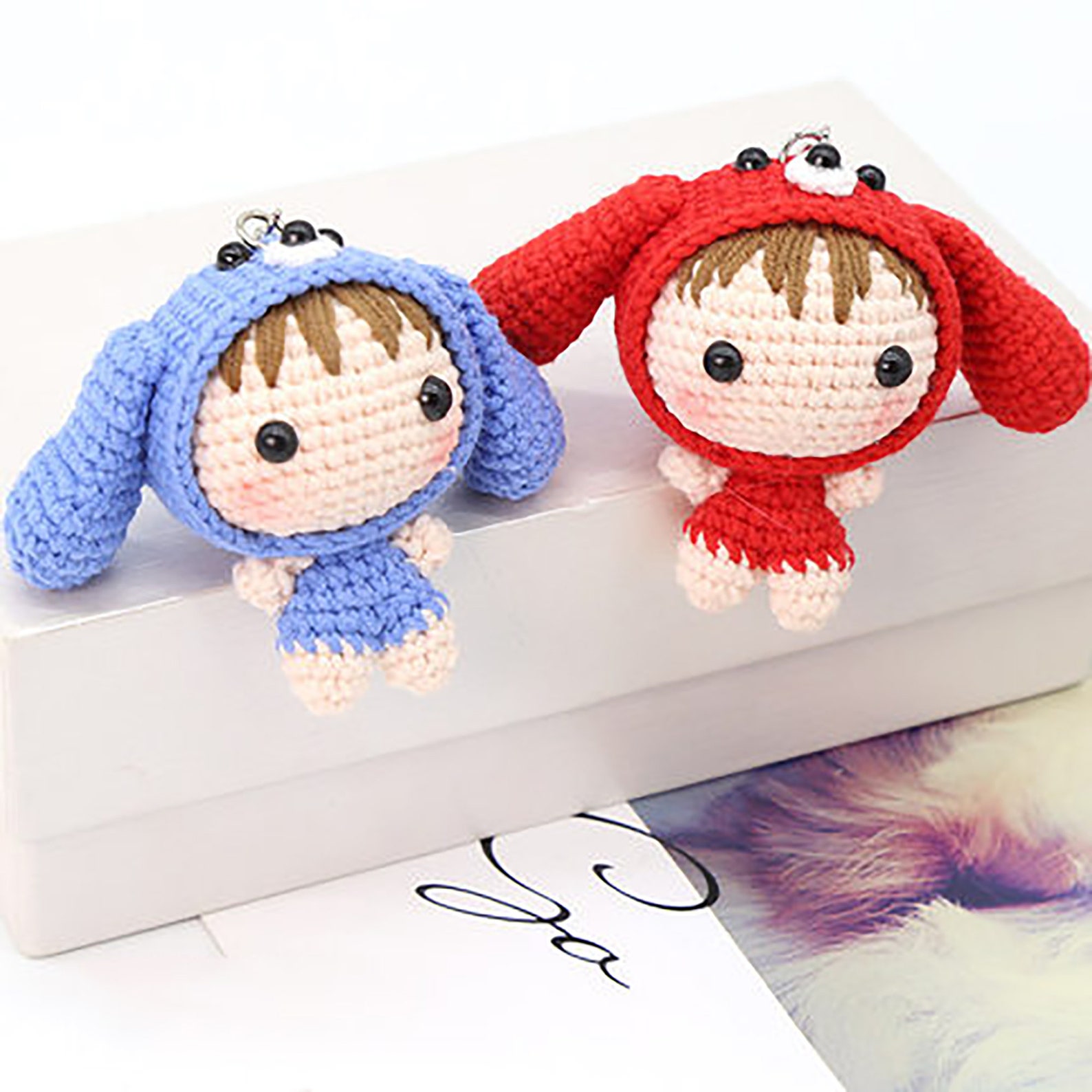 A Pair Crochet Doll Keychain Kit Amigurumi Crochet Starter Etsy