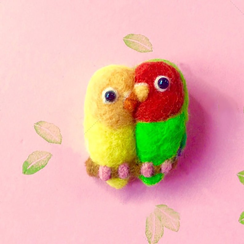 Needle Felting Parakeets Brooch KitFelting Kit Etsy