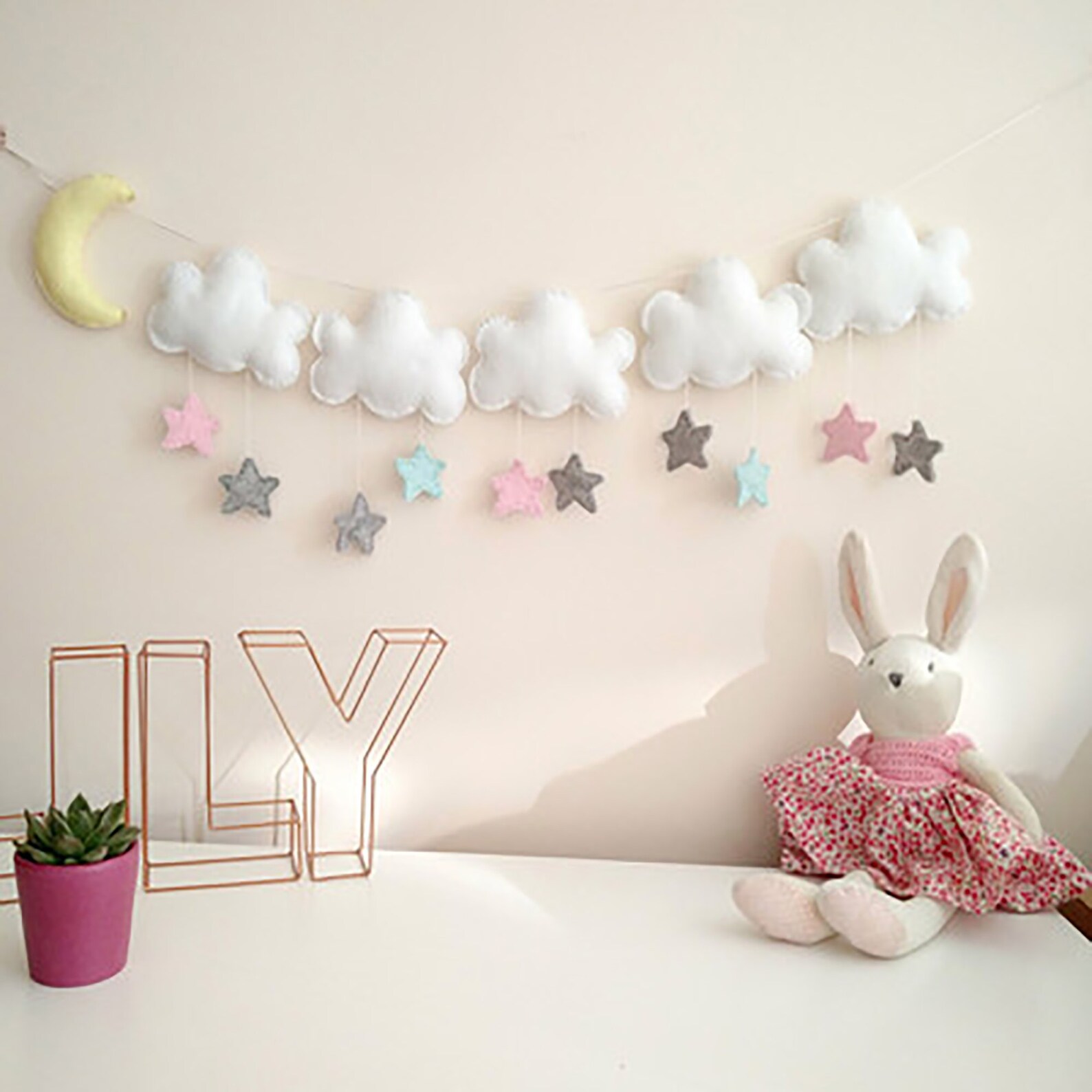 Clouds and Star Garland Nursery Decor Wall Hanging Home Etsy