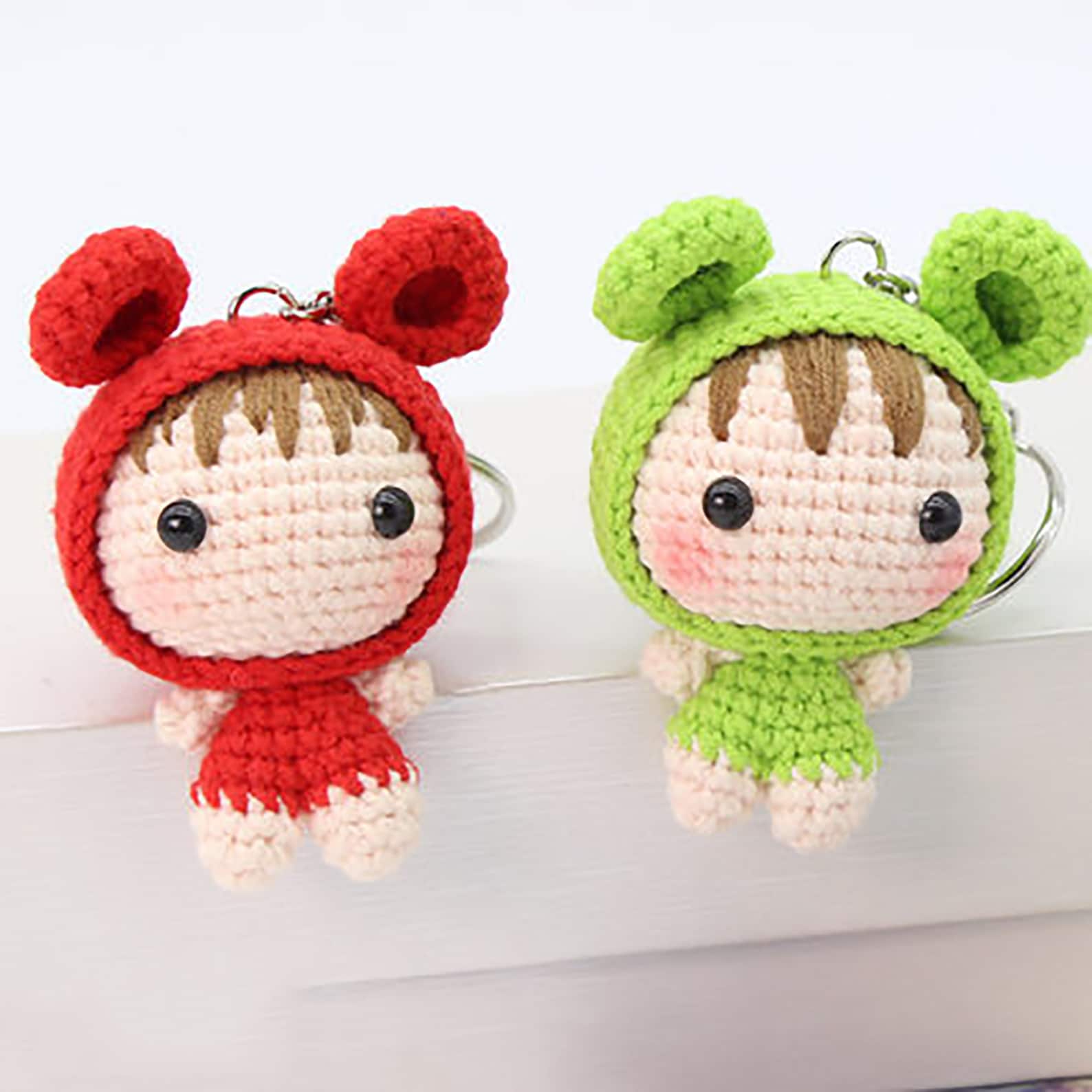 A Pair Crochet Doll Keychain Kit Amigurumi Crochet Starter Etsy