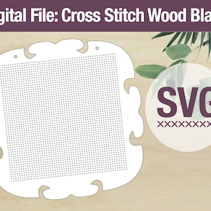 Cross Stitch Blank File, Cross Stitch Frame, SVG laser cut file, embroidery blanks, Laser cut Glowforge CNC svg, Cutting Machine