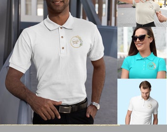 Custom Logo Polo with Embroidery Digitized Stitched Business Casual, Embroidered Polo, Polo Shirt