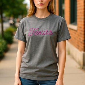 Camiseta bordada personalizada con puntada de cadena; camiseta de colores cómodos