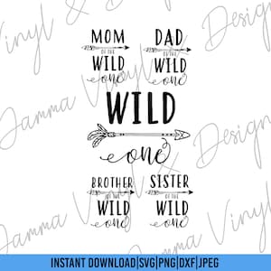 Wilde eine Familie Designs | SVG-Datei | Schneiden Datei | Dxf| Png | Jpeg | Sofortiger Download