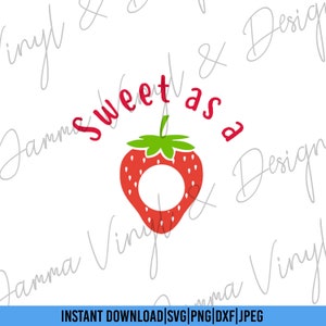 Sweet as a Strawberry Monogram Design|SVG File|Cutting File|Dxf|Png|Jpeg|Instant Download