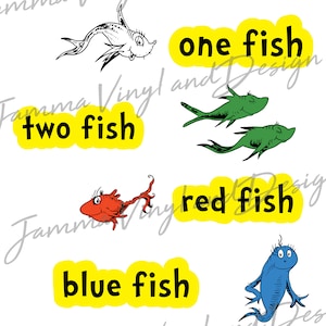 Dr Seuss One Fish Two Fish Red Fish Blue Fish/Cutting File/Sublimation File/|SVG|PNG|Instant Download