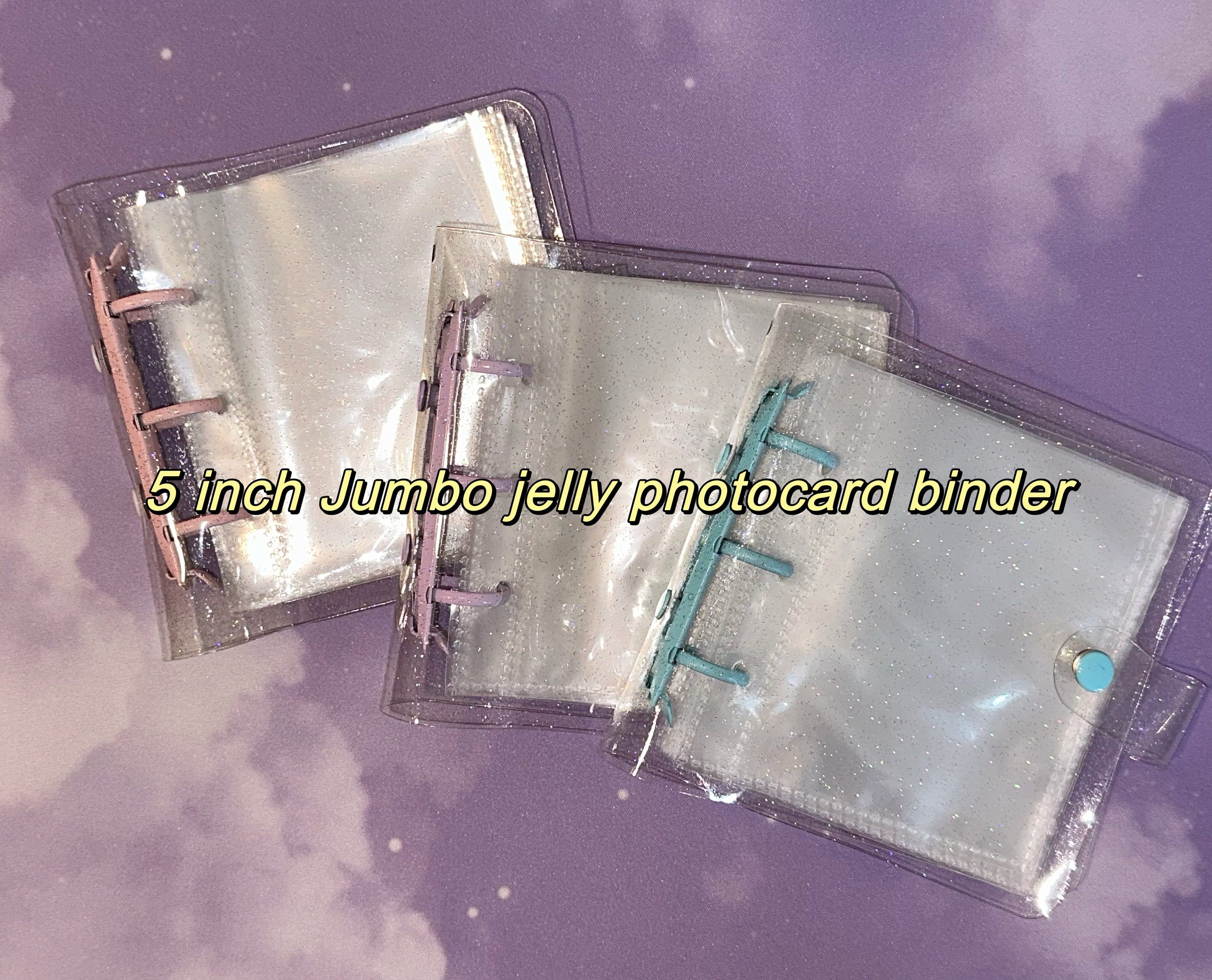 Glitter Photocard Binder, 6 Ring Twinkle Photo Card Binders, Jelly