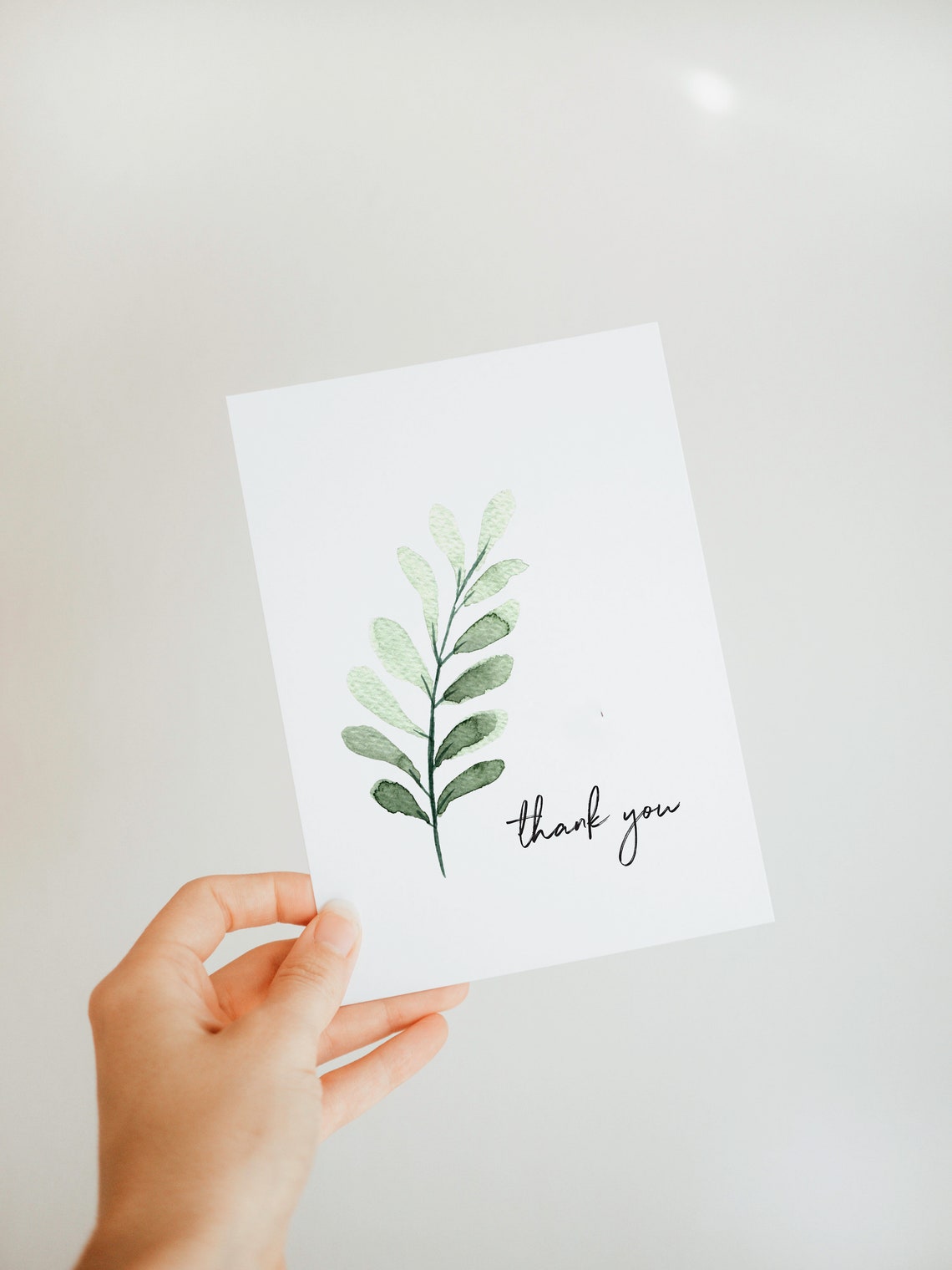 Thank You Card Greenery Thank You Card Greeting Card Etsy