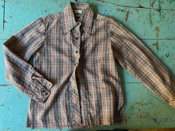 Size medium but trim s see pics for condition and measurement PREP /& PLAID Classic Pendleton prep red plaid subtle neutral blend
