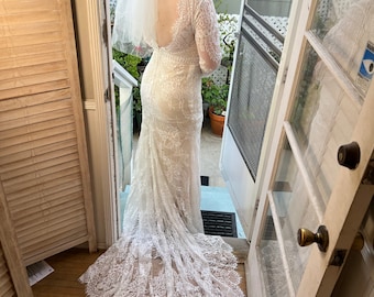 Snowskite Womens Sweetheat Mermaid Long Sleeves Lace Wedding Bridal Dress JKZM14005-1