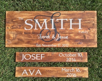Custom Family Name Sign // Personalized Family Wood Sign // Home Decor