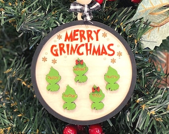 Personalized Merry Grinchmas Family Christmas Ornament