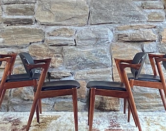 Set of four mid century Kai Kristiansen model 42 Danish rosewood & leather dining chairs