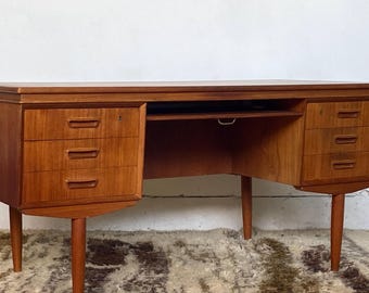 Mid century Danish teak executive desk with cubby hole back