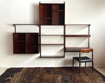 Mid century Danish rosewood wall unit with desk by Kai Kristiansen