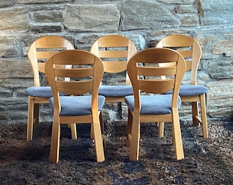 Set of five 1970's German brutalist oak dining chairs