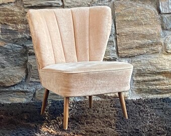 Mid century 1950's Danish cocktail lounge chair in velvet
