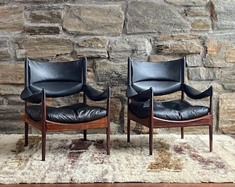 Pair of mid century rosewood Kristian Vedel Modus easy chairs