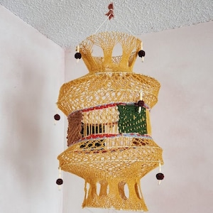 Crochet yarn hanging lantern | Diwali Decoration | Indian Home Decoration| Traditional Hand Washable | Gift | Rudraksha Hanging On Side