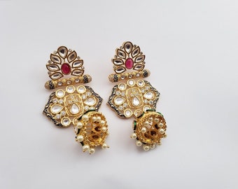 AWG 20 | Kundan Earrings | Indian Jewelry | Dance |Bridesmaids Gifts | Pearl |Gift|Bollywood Jewelry | Meenakari Earrings | Jhumka Earrings