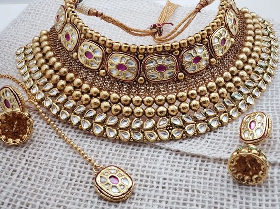 Gold Kundan Designer Choker Necklace 