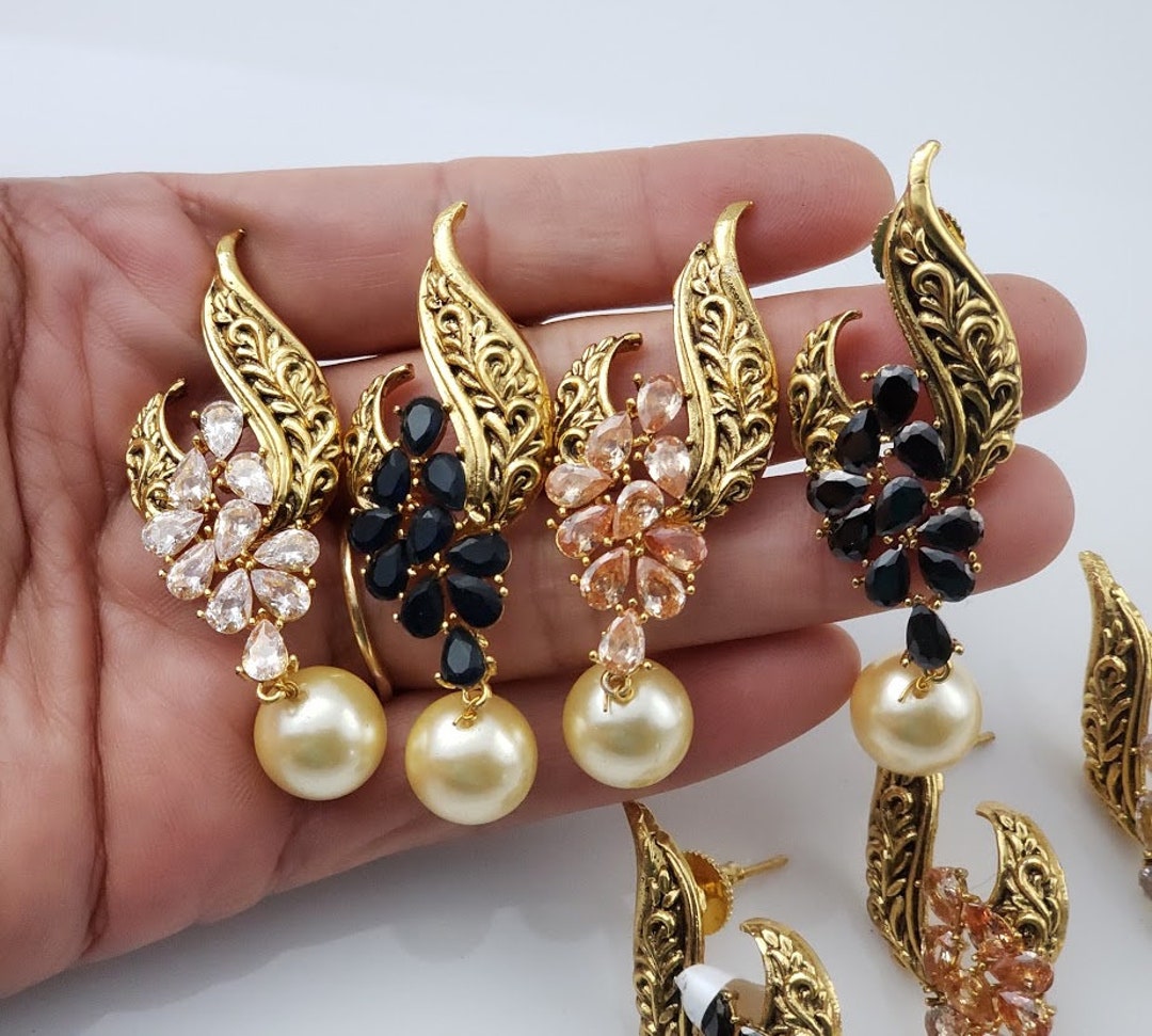Big Stud Earrings Indian Stud Earrings Indian Jewelry Gold Plated