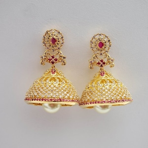 AWG 20 | AD | Jhumka Earrings | Indian Jewelry | CZ Earrings | Dance | Gifts | One Gram Gold Jewelry | Indian Wedding Jewelry | South Indian