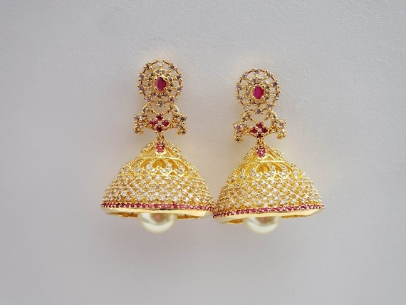 1 gram gold jhumka earrings discount