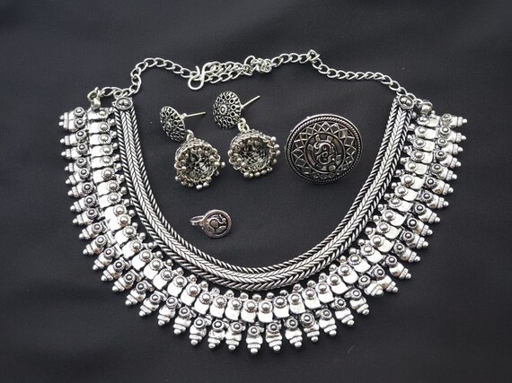 Sale|oxidized Choker Combo Necklace Set | |birthday Gift