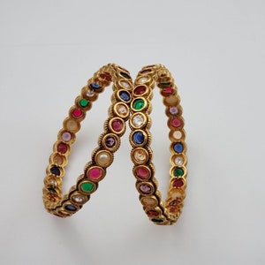 2 Bangles | Indian Jewelry |South Indian Wedding Jewelry | Indian Jewelry | Dance | Bangles Bracelet| Traditional Bangles| Size 2-4 ONLY