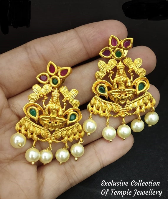 Antique Gold Real Kemp Lakshmi Earrings – Happy Pique