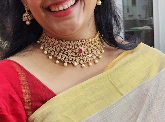Bridal Set Antique Choker Necklace Jhumka Earrings South Indian Wedding  Kerala Jewelry Ethnic Jewelry Devsena Ruby Emerald - Etsy
