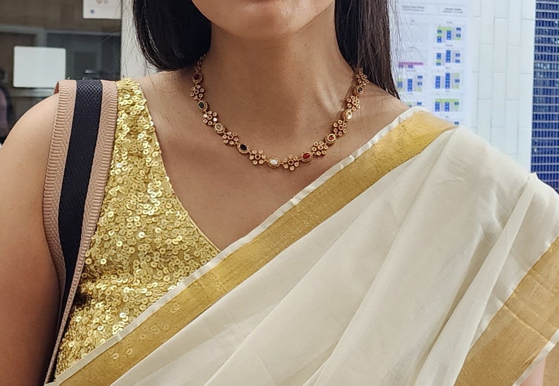 Navratan Choker Necklace Temple Jewelry South Indian Etsy